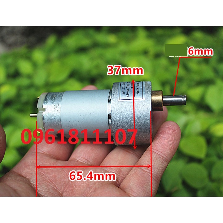 Motor giảm tốc 12V 740 vòng cốt 6mm, động cơ giảm tốc 12V làm xe đồ chơi, băng tải mini