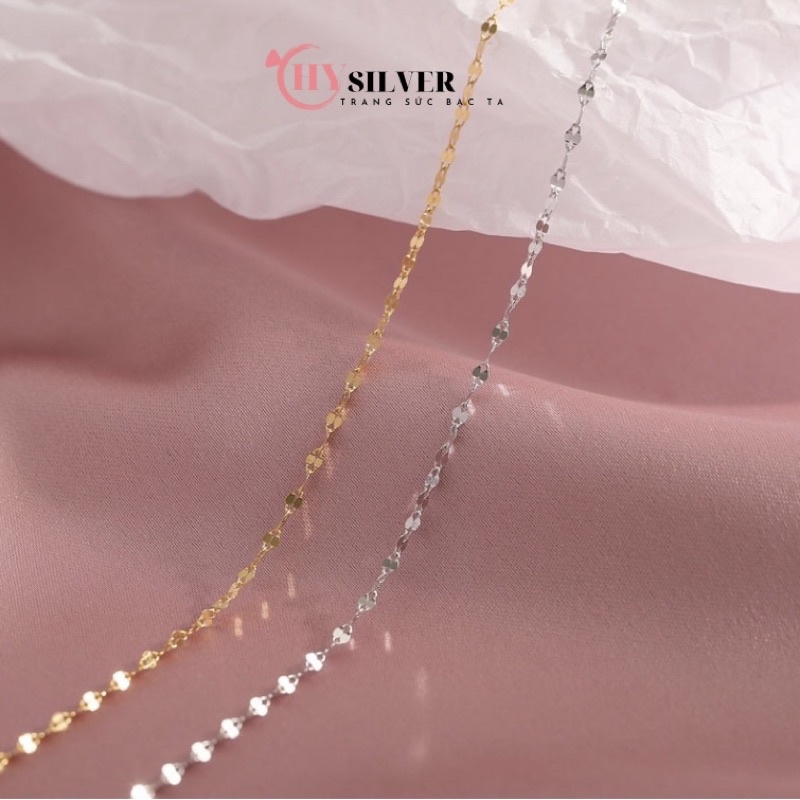 Dây chuyền bạc ý s925 dây trơn không kèm mặt dạng xích dẹt nhẹ nhàng nữ tính vòng cổ nữ bạc thật giá rẻ