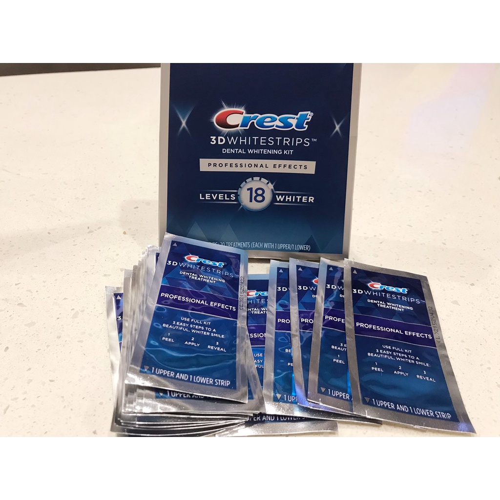 Miếng dán trắng răng Crest 3D Whitestrips Professional Effects & Supreme Bright Boost