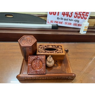 combo khay trà gỗ hương 5 món