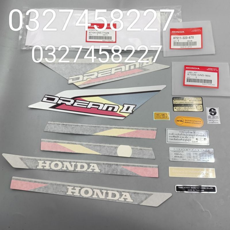 Full bộ tem hồng, chữ lớn xe DREAM thái luôn tem thông số zin