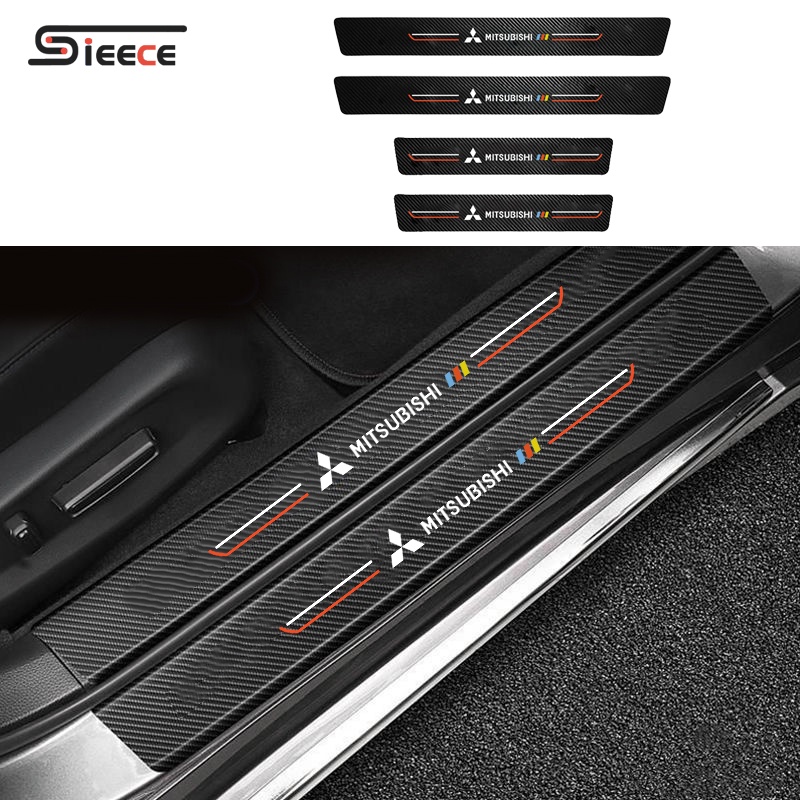 Sieece 4 Chiếc Dán Cửa Ô Tô Sợi Carbon Nẹp Chống Xước Ô Tô Miếng Dán Chống Xước Trầy Ô Tô Miếng Dán Bảo Vệ Viền Cửa Xe Hơi Miếng Dán Xe Cho Mitsubishi L300 L200 Xpander Cross Outlander Attrage Xpander Lancer Space Star Mirage