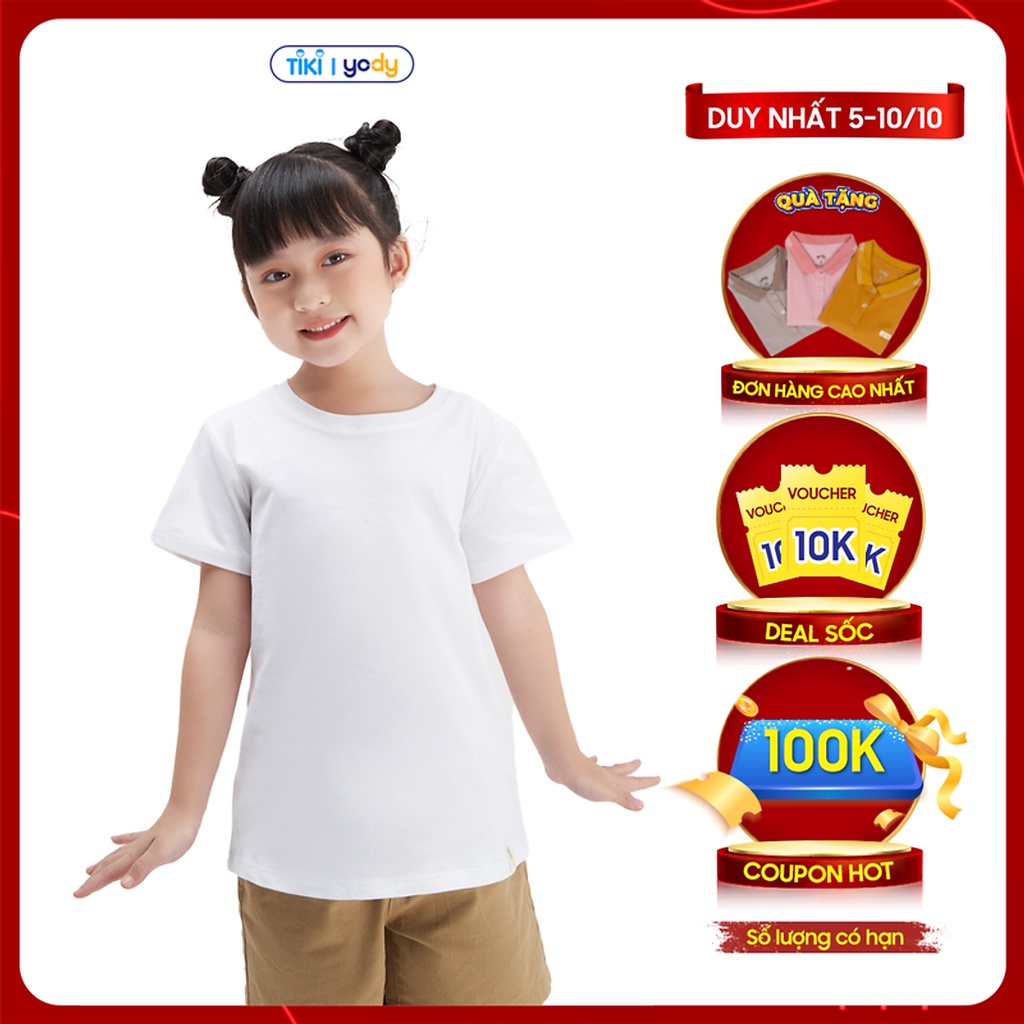 Áo phông YODY trẻ em cổ tròn mềm mịn thoáng mát TSK5219