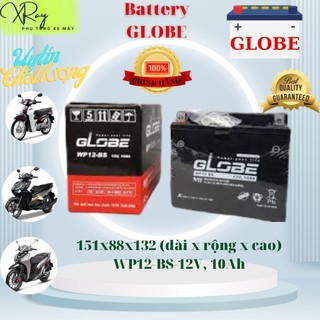 Ắc quy khô xe máy globe 12v-10ah wp12-bs dùng cho vespa, piazo, moto...