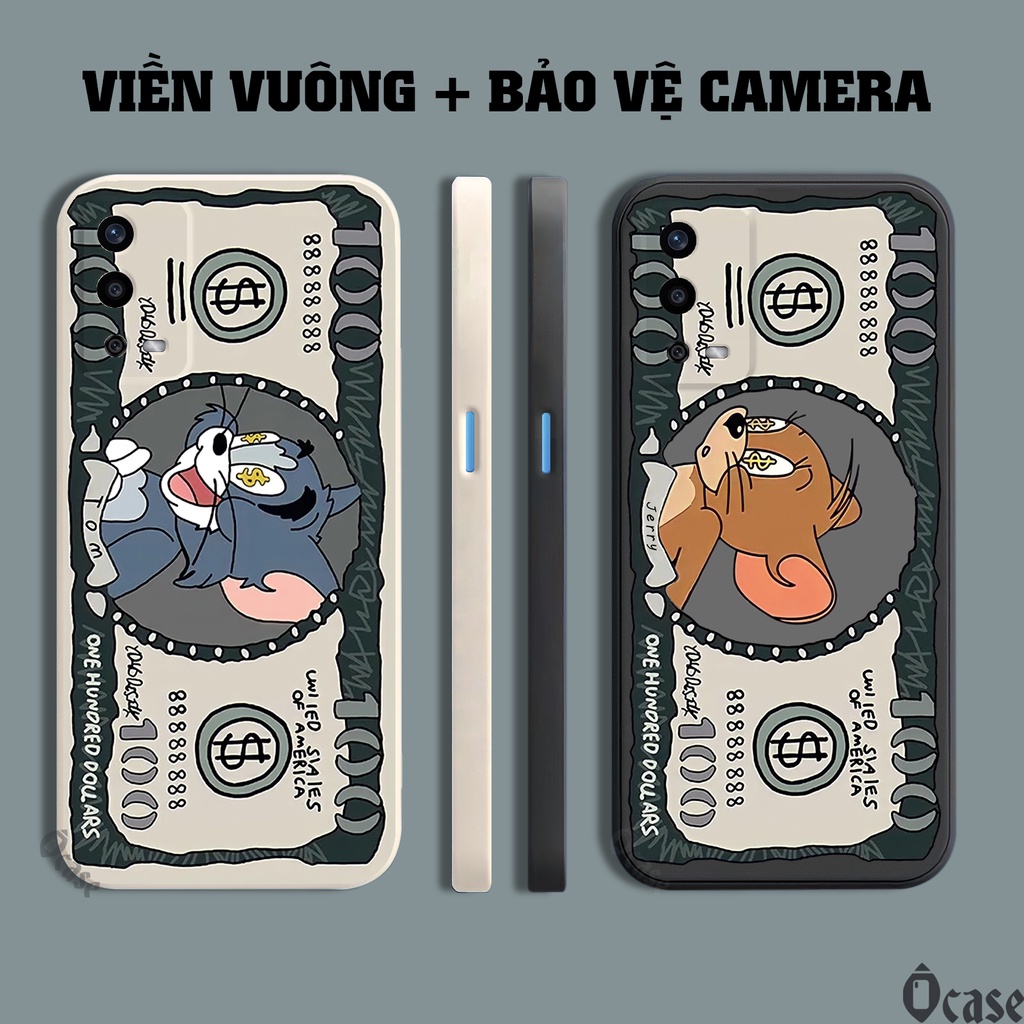 Ốp lưng Oppo A55 in hình Mèo và Chuột cạnh viền vuông có bảo vệ camera