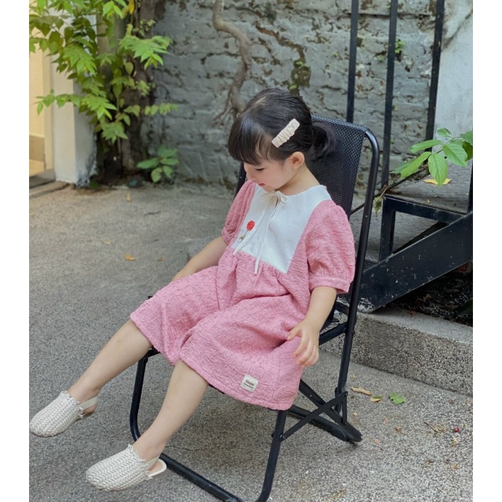 Váy đôi Mẹ và Bé CELINA V11 Set Đồ đôi Mẹ và Bé Chất Xốp Hàn Hoạ Tiết Hoa Hồng Thêu Tay