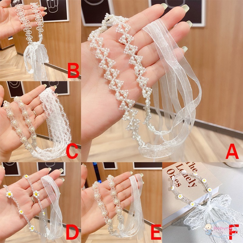 Dây Cột Tóc Đính Hạt Ngọc Trai Xinh Xắn Cho Bé Gái