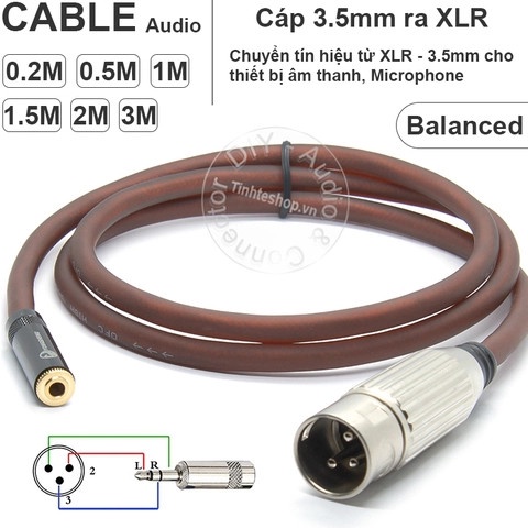 Cáp 3.5 ra canon microphone balanced DIY 0.2M đến 1.5M - XLR đực sang 3.5mm cái