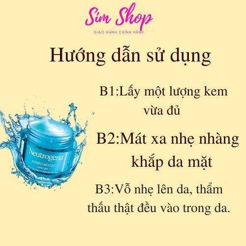 Kem dưỡng ẩm Neutrogena Hydor boost Water gel SimShop20 Dành cho da dầu da khô 50ml