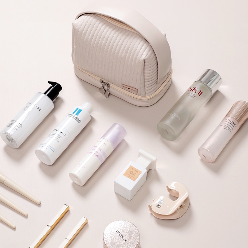 Pu Túi Đựng Đồ Trang Điểm Chia Ngăn Khô Ướt Chống Thấm Nước Tiện Dụng