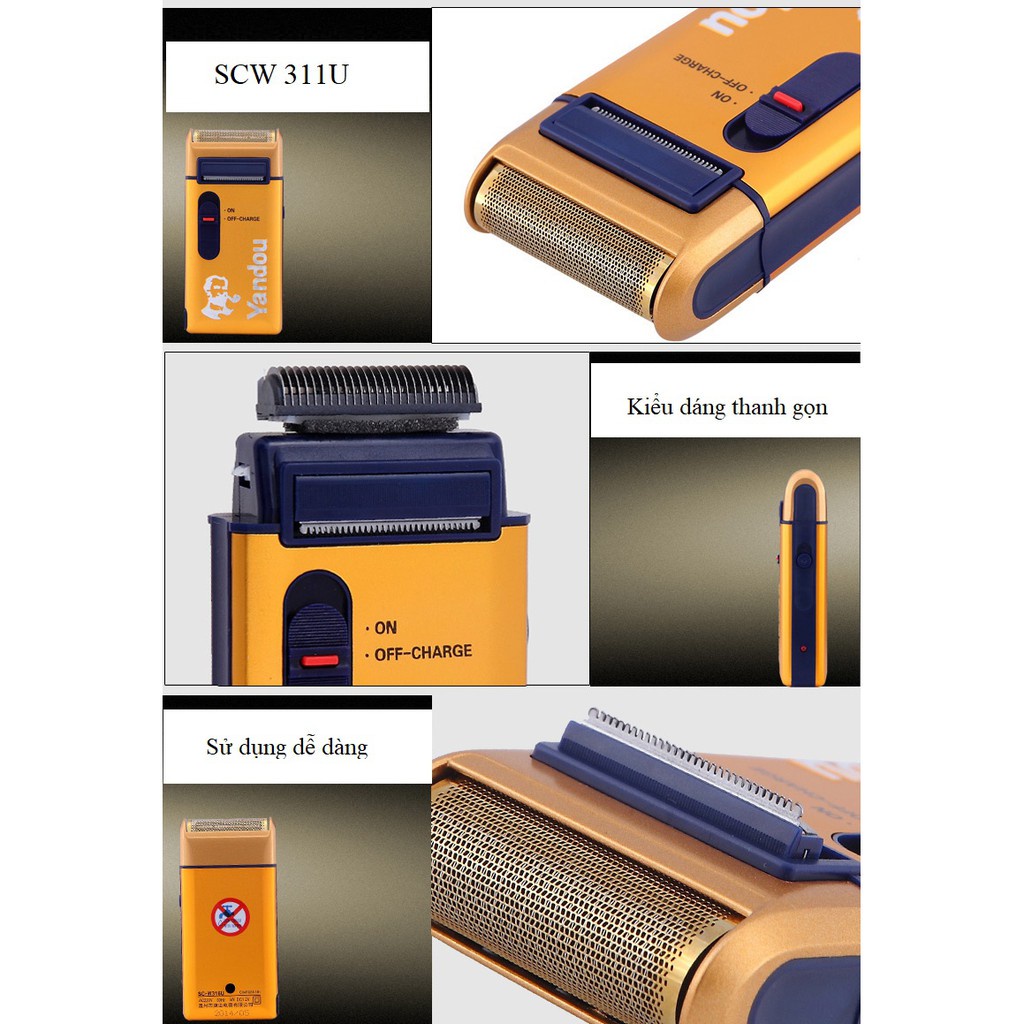 Máy Cạo Râu Yandou Lưỡi Ngang Dành Cho Nam, Máy Cạo SCW 301U Cao Cấp Siêu Bền, Phong Cách Mạnh Mẽ, Sắc Bén SP002477