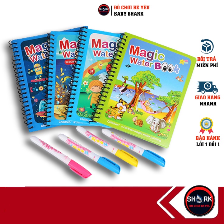 Tranh tô màu nước ma thuật, quyển tập tô thần kỳ, magic water book cho bé