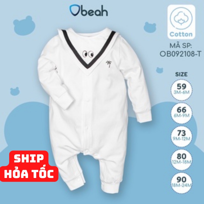 Bộ body cho bé sơ sinh kèm yếm Obeah, quần áo liền thân cotton co giãn 4 chiều quà tặng cho bé từ 0 đến 24 tháng