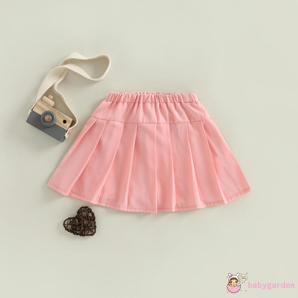 Chân Váy Xếp Ly Lưng Cao Màu Trơn Thời Trang Mùa Xuân Cho Bé Gái 1-6 Tuổi