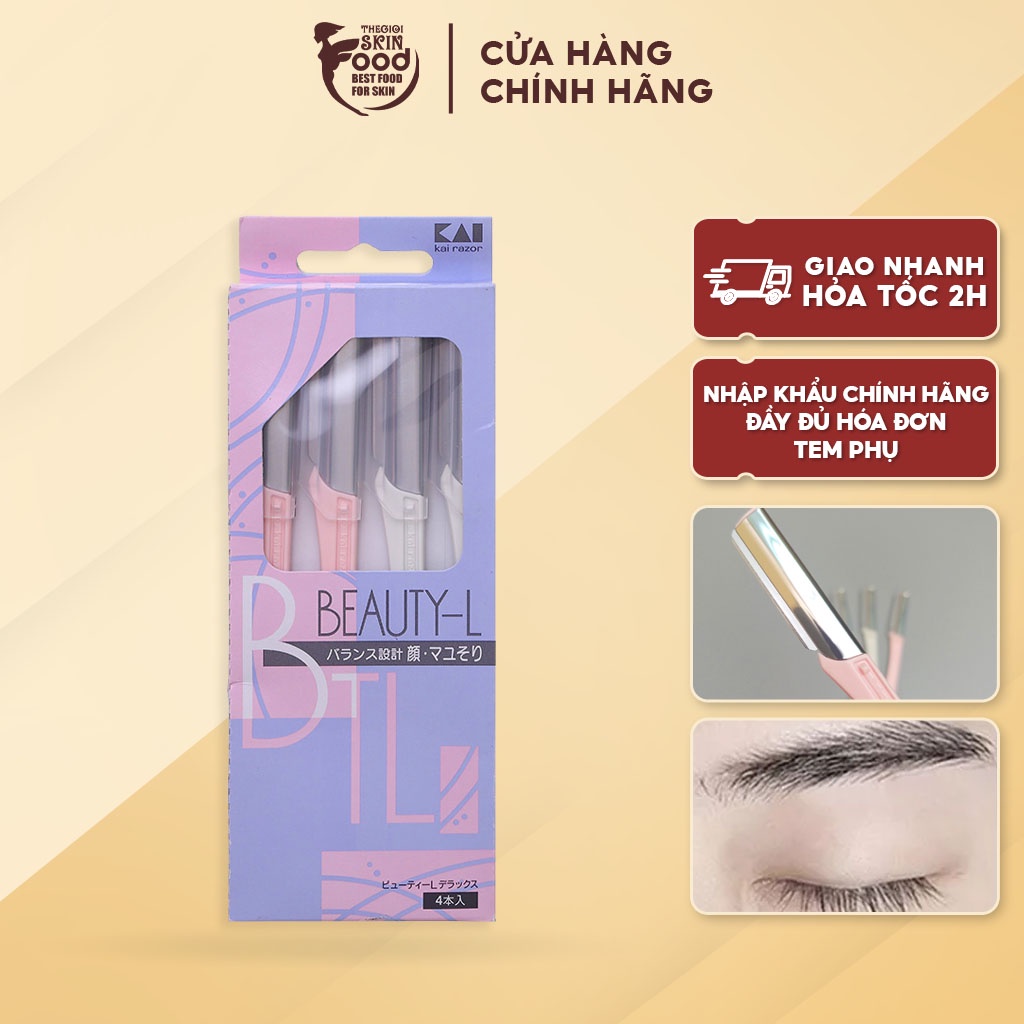 Dao Cạo Lông Mặt Thân Kim Loại Kai Razor Beauty (Set 4 Dao)