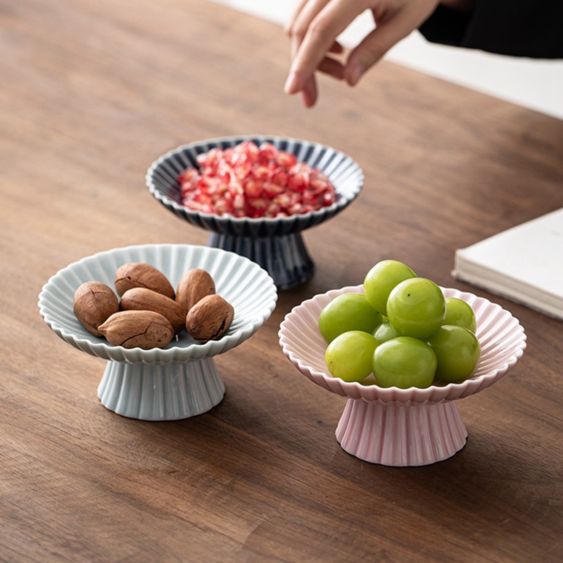Đĩa Đựng Bánh / Trà / Trái Cây Bằng Sứ Kèm Giá Đỡ Kiểu Retro Tiện Dụng