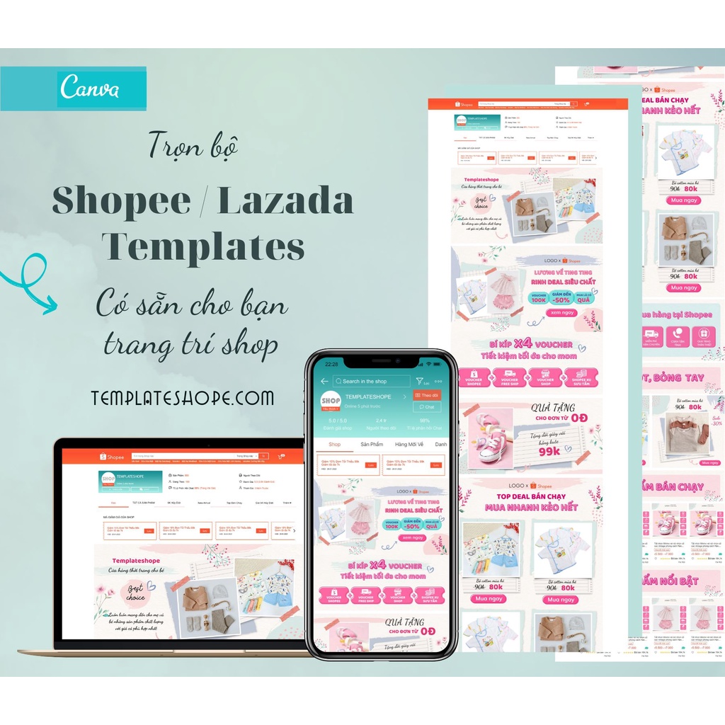 Shopee template / banner instagram trang trí shop ngành mẹ và bé