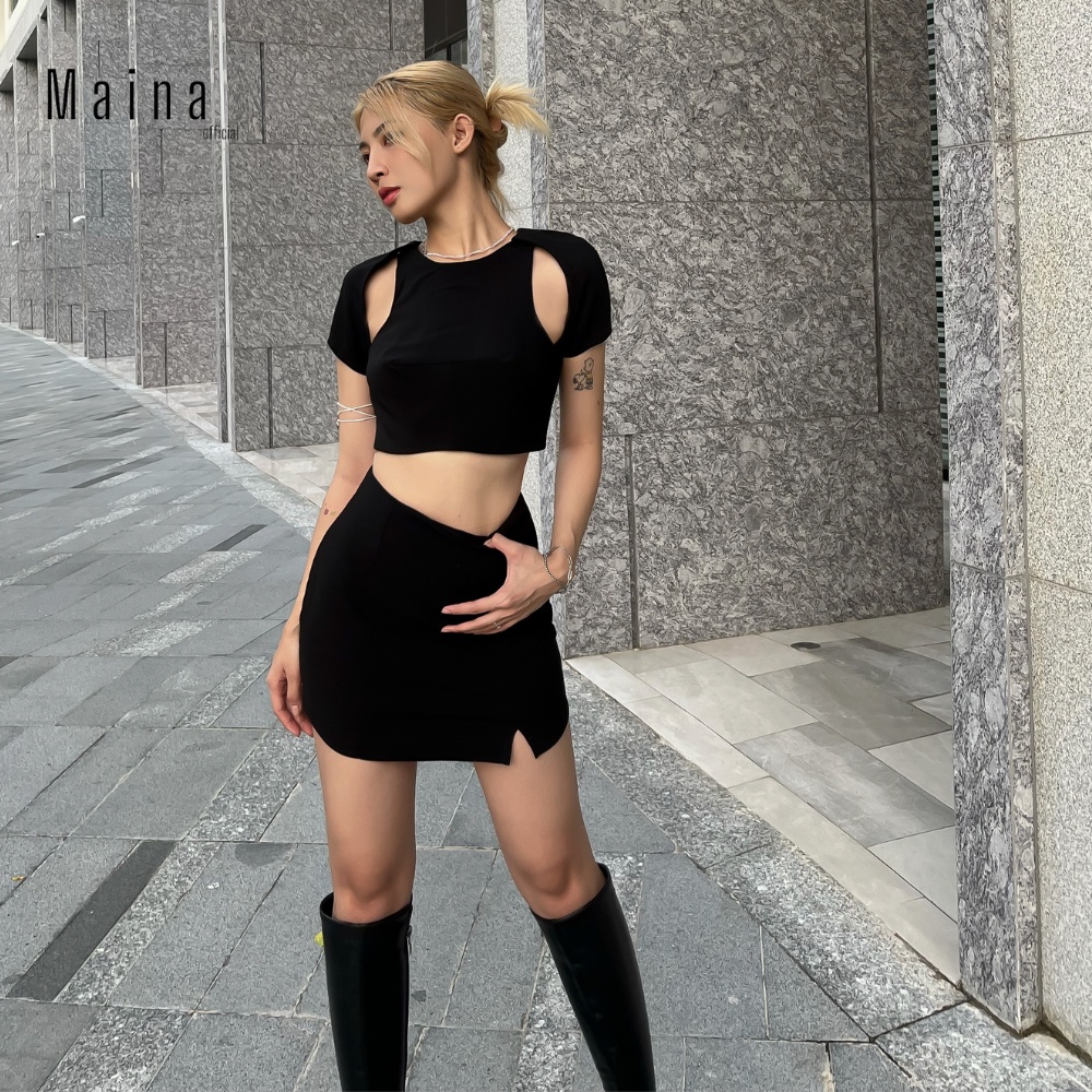 Set áo cutout vai - chân váy classic " 𝐏𝐚𝐬𝐭𝐚 𝐃𝐫𝐞𝐬𝐬 "| Maina.offcial