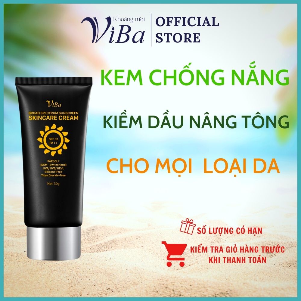 kem chống nắng viba dưỡng da nâng tông kiềm dầu SPF 32, PA ++ bảo vệ khỏi tia UV
