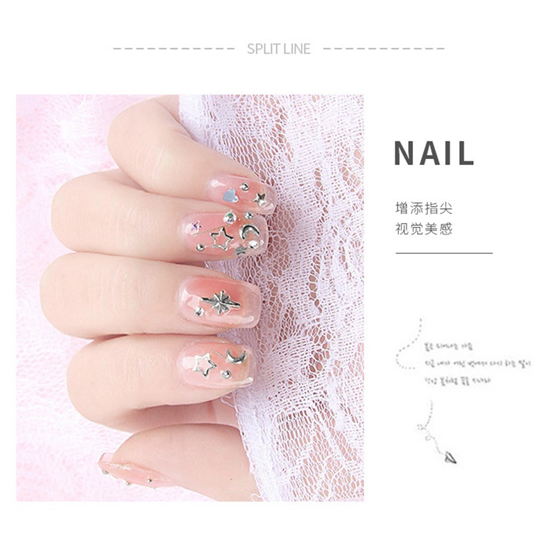 Hộp Phụ Kiện Đinh Tán Trang Trí Móng Tay Bằng Hợp Kim 12 Lớp Hình Trăng Sao