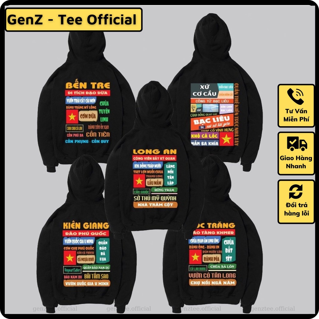 Áo Hoodie Nỉ Tỉnh Thành Miền Tây, Áo Hoodie 63 Tình Thành Dày Dặn Phong Cách Trẻ Trung Form Rộng Nam Nữ Đủ Size
