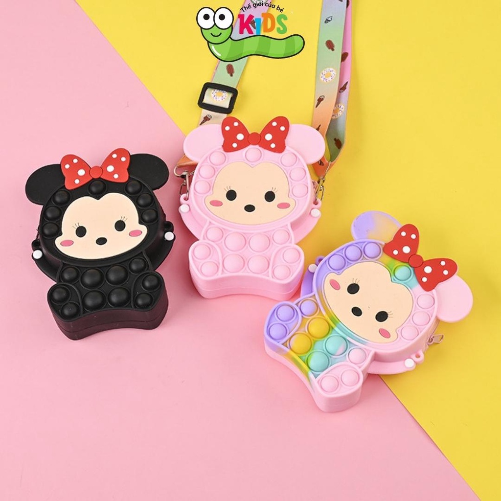 Túi POPIT Micky đeo chéo cho bé chất liệu silicon bóp bong bóng giảm căng thẳng & giải trí - TÚI MICKY 1