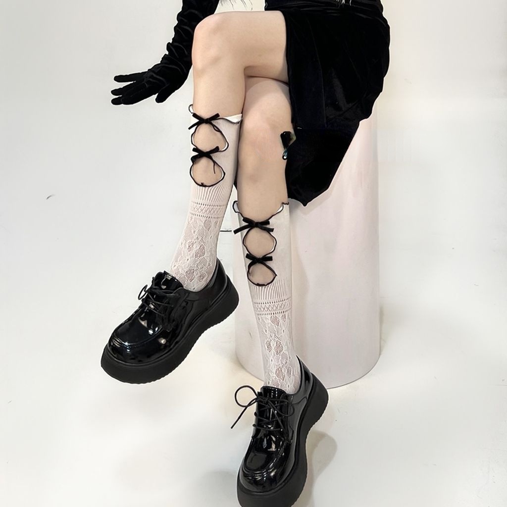 Đầm Ren Khoét Lỗ Đính Nơ Phong Cách Phương Tây Thời Trang Cho Nữ