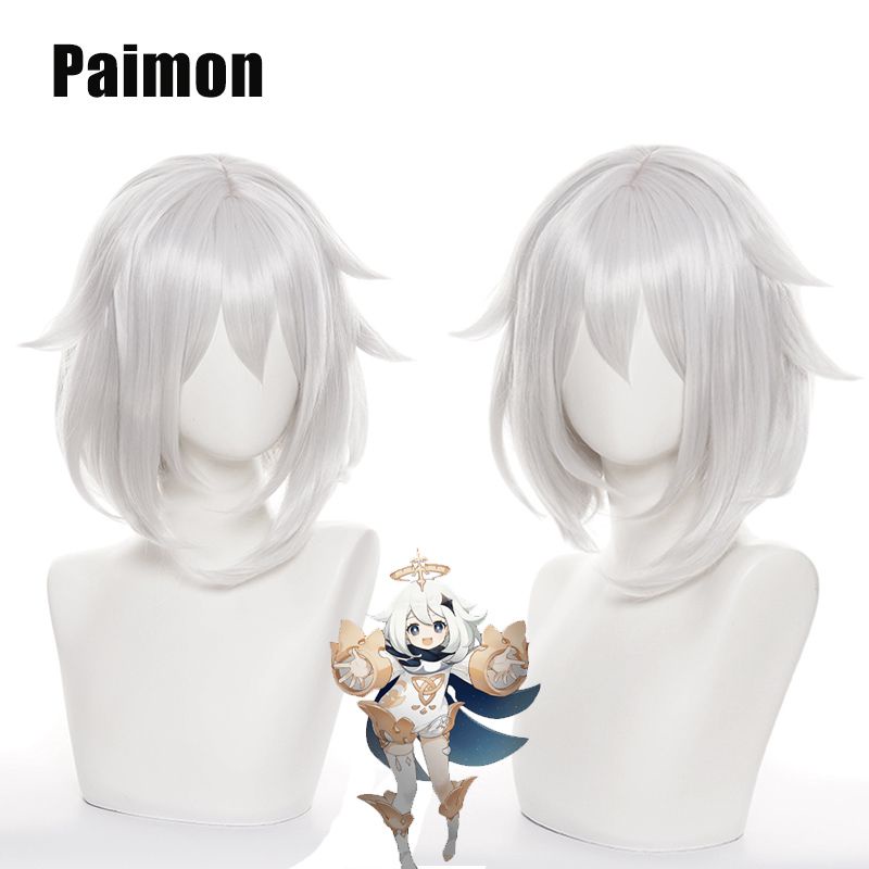 Bộ Tóc Giả Ngắn Hóa Trang Paimon Cho Halloween