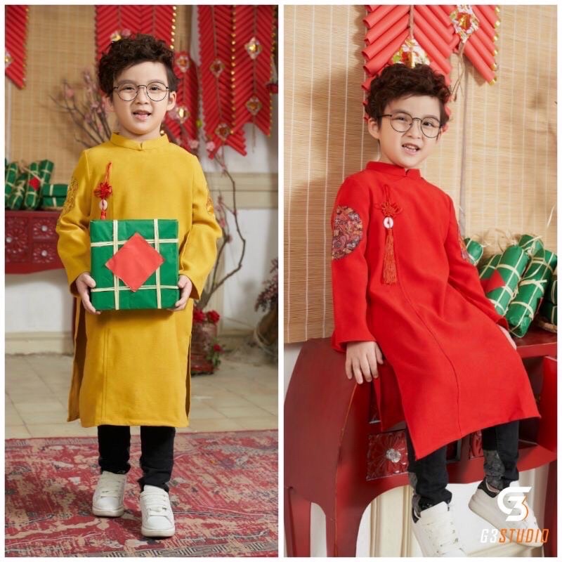 Áo dài cách Tân bé trai mẫu mới ms 03
