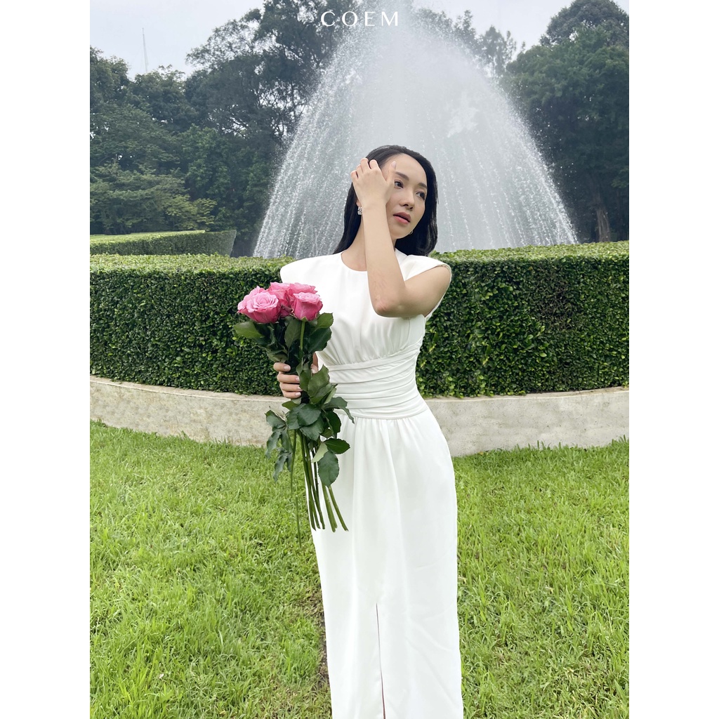 ĐẦM KIỂU MIDI 2 LỚP CỔ TRÒN SÁT NÁCH XẾP LY EO THIẾT KẾ COEM KÍN ĐÁO SANG TRỌNG DỰ TIỆC, DU LỊCH, VĂN PHÒNG - MỸ DRESS