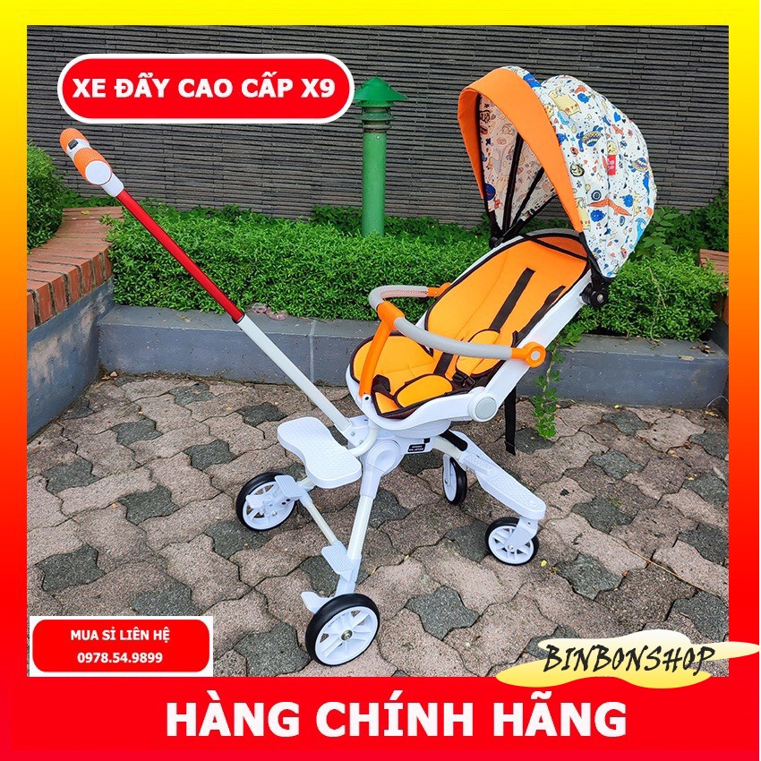 Xe đẩy cho bé cao cấp X9 từ 6 đến 36 tháng, Xe đẩy gấp gọn cho bé đi du lịch ngả 3 tư thế