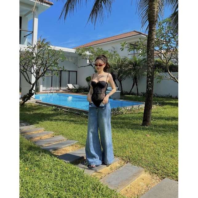 Bodysuit đen, bodysuit ren cup ngang có gọng sexy nhiều màu sắc (mút mỏng lắp rời) | BigBuy360 - bigbuy360.vn