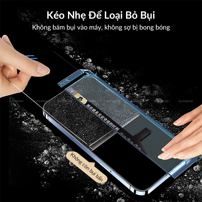 Kính Cường Lực Hỗ Trợ Khung Tự Dán Chống Bụi Bóng Khí 100% Cho Điện Thoại IP11/12/13/14 Pro Max X/Xs/Xsmax Njoyshop