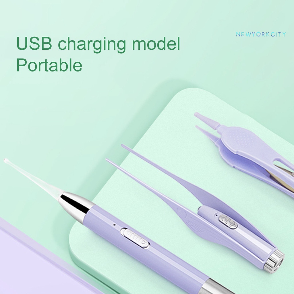 1 Bộ Dụng Cụ Lấy Ráy Tai Có Đèn LED Sạc USB Tiện Dụng Cho Người Lớn
