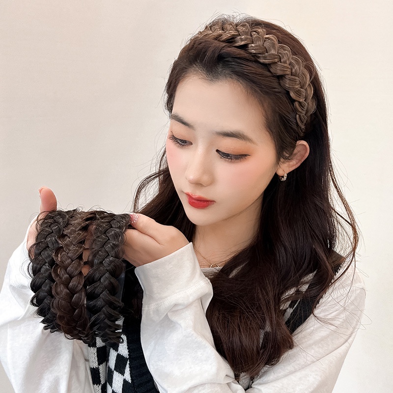 Bờm tết tóc rối nữ hot trend, băng đô tết tóc giả xinh xắn phong cách Hàn Quốc TR016