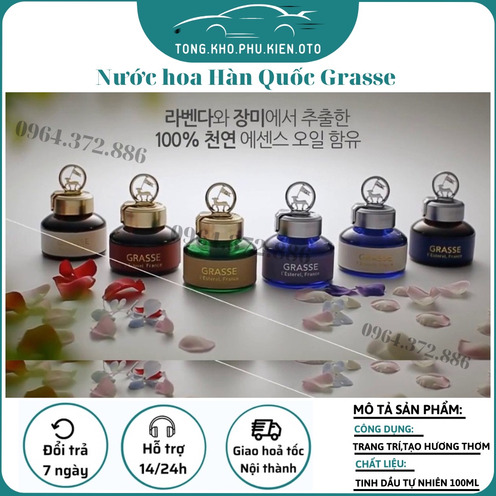 Nước Hoa Ô tô Hàn Quốc Grasse Cao cấp Chuẩn hãng- Đủ mùi hương