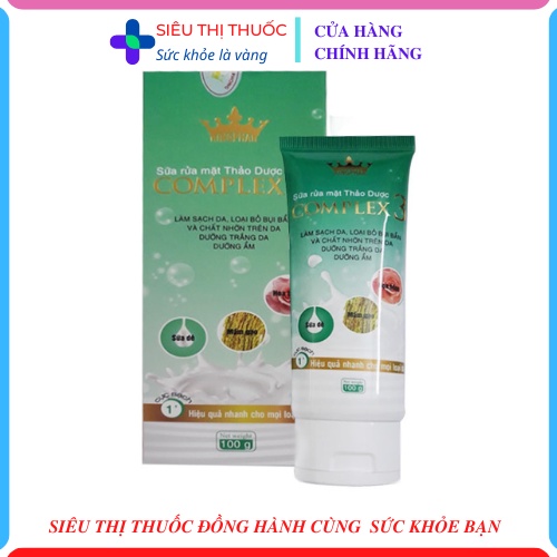 Sữa Rửa Mặt THẢO DƯỢC COMPLEX 3 Kingphar - loại bỏ bụi bẩn và bã nhờn trên da, làm sạch lỗ chân lông, dưỡng da mềm mạị
