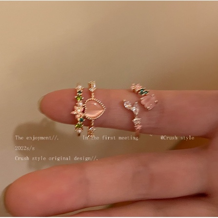 ✨✨Nhẫn Hở Hai Lớp Hình Hoa / Trái Tim Đính Ngọc Trai Thời Trang Tinh Tế Cho Nữ