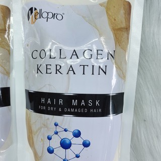 Mặt Nạ hoặc kem dầu hấp phục hồi tóc Collagen Keratin Hellopro 500ml
