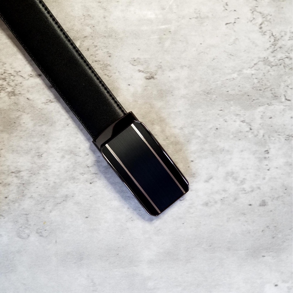 Thắt lưng da nam da bò thật mặt khóa trượt kim loại không rỉ