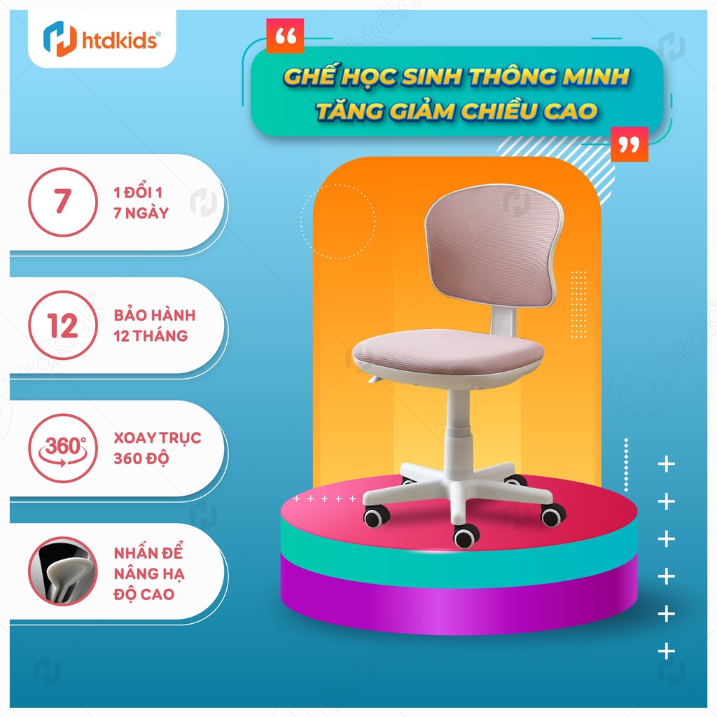 Ghế học sinh thông minh tăng giảm chiều cao có gác chân chuẩn tư thế siêu rẻ - HTDVN