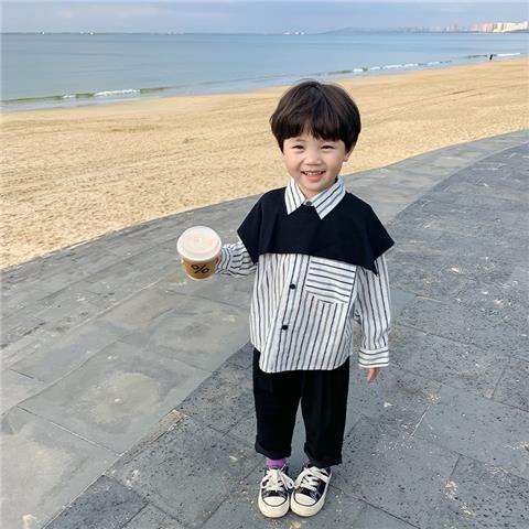 Áo Sơ Mi Dài Tay Thiết Kế Mới Thời Trang Mùa Thu Theo Phong Cách Hàn Quốc Cho Bé Trai