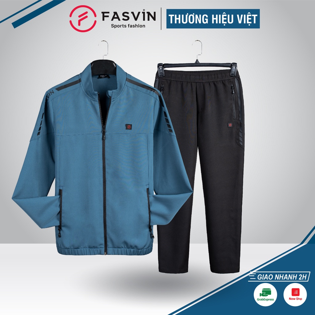 Bộ quần áo gió nam FASVIN BC22538.HN vải thể thao cao cấp 01 lớp hàng chính hãng
