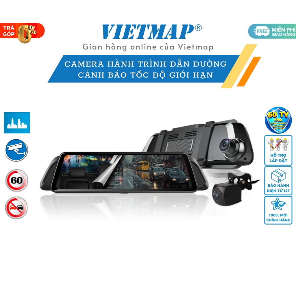Camera hành trình Vietmap P2 - Dẫn đường S1+Cảnh báo giao thông bằng giọng nói ghi hình trước sau