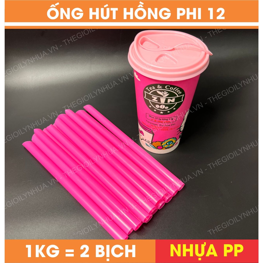 Ống hút trà sữa trân châu phi 12, ống hút hồng cao cấp, ống hút có bọc màng & không bọc màng