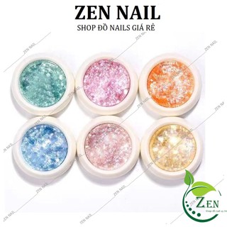 Set nhũ khổng tước, Giấy nhún trang trí móng 6 màu