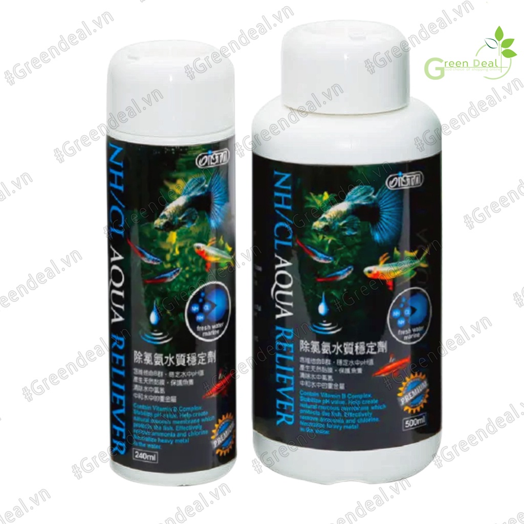 ISTA - Premium NH/CL Aqua Reliever (Chai 240 ml) | Khử Chlorine, Ammonia và kim loại nặng trong hồ cá thủy sinh