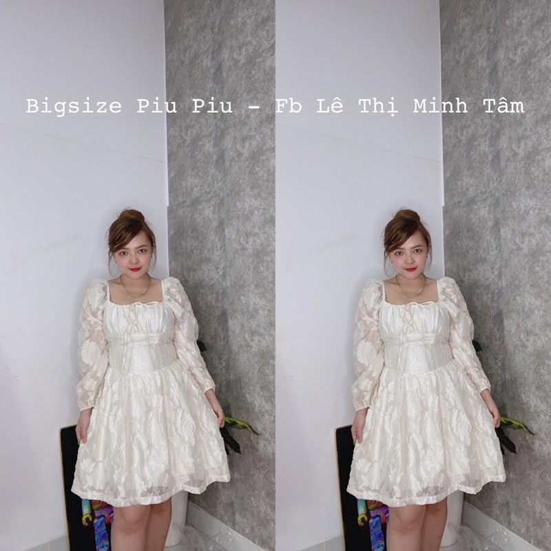 Đầm Hoa U Tay Phòng Bigsize 55-90kg hoa nổi size L/XL/XXL