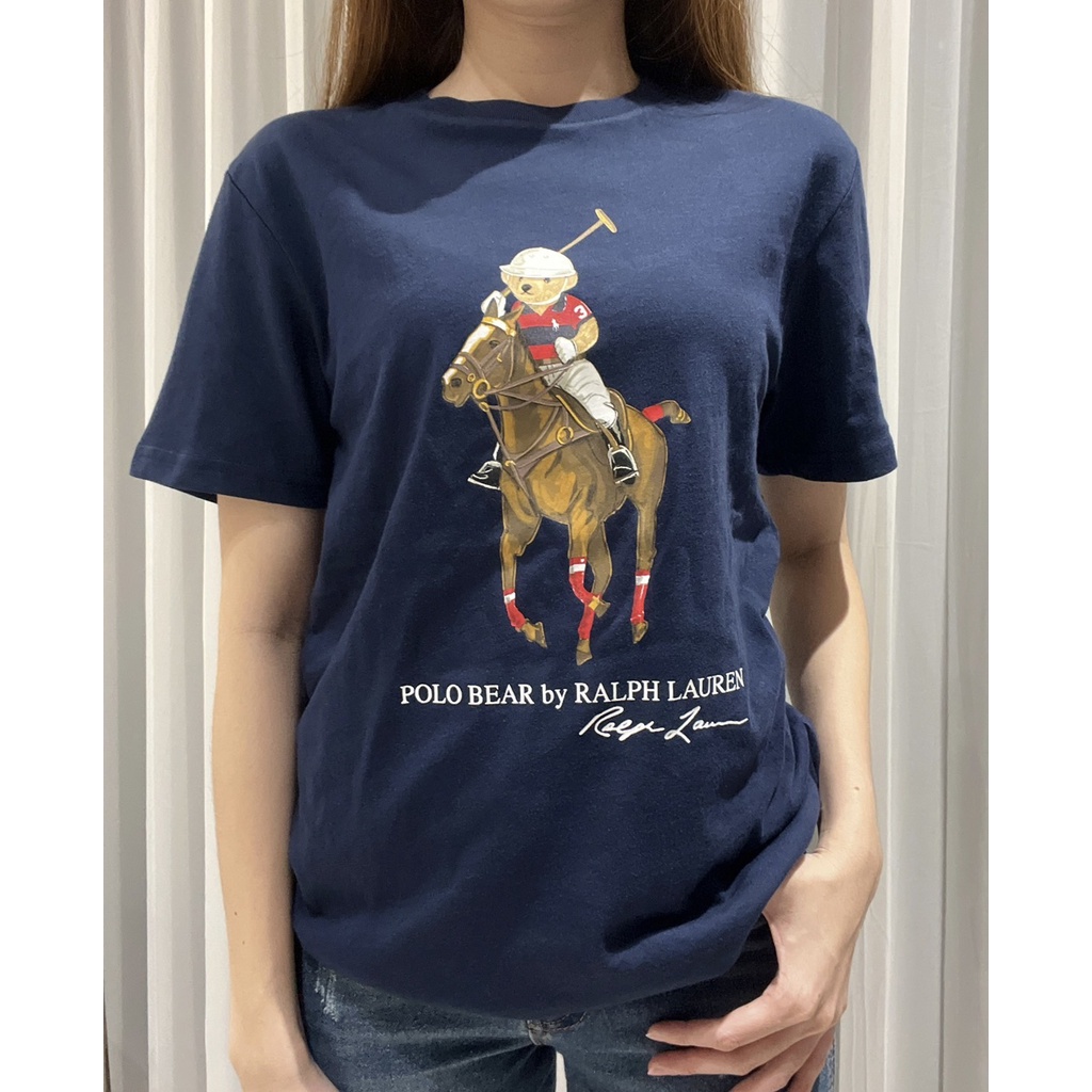 Áo Thun Tay Ngắn Cổ Tròn Dáng Rộng In Hình Gấu Ralph Lauren Trẻ Trung Hợp Thời Trang