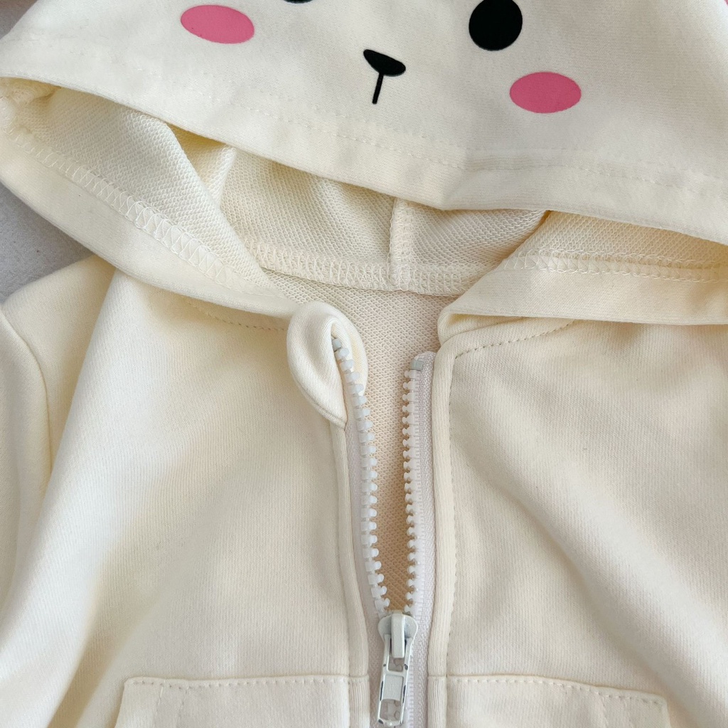 Áo khoác thu đông cho bé gái TAI Lợn chất nỉ da cá có mũ dễ thương 7 - 20kg